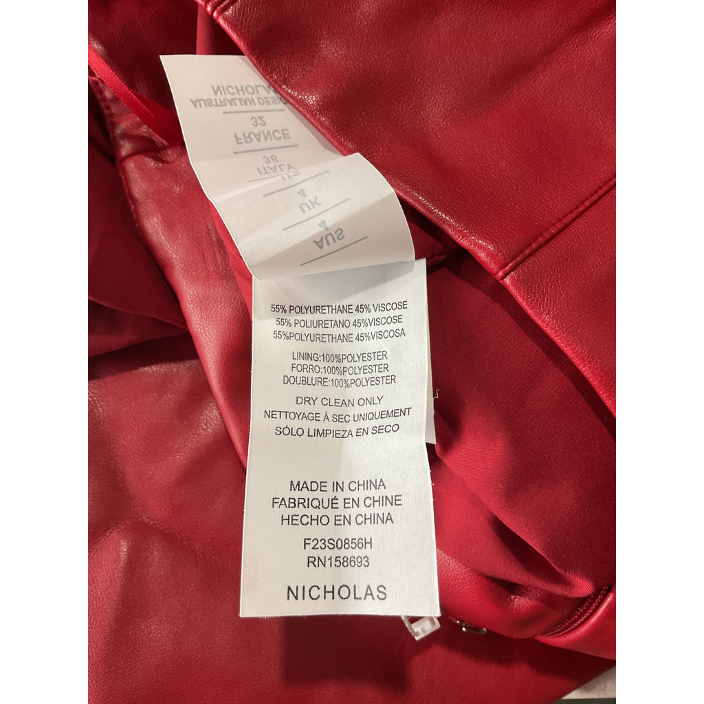 Nicholas 'Enid' Red Polyurethane Maxi Skirt Size 0