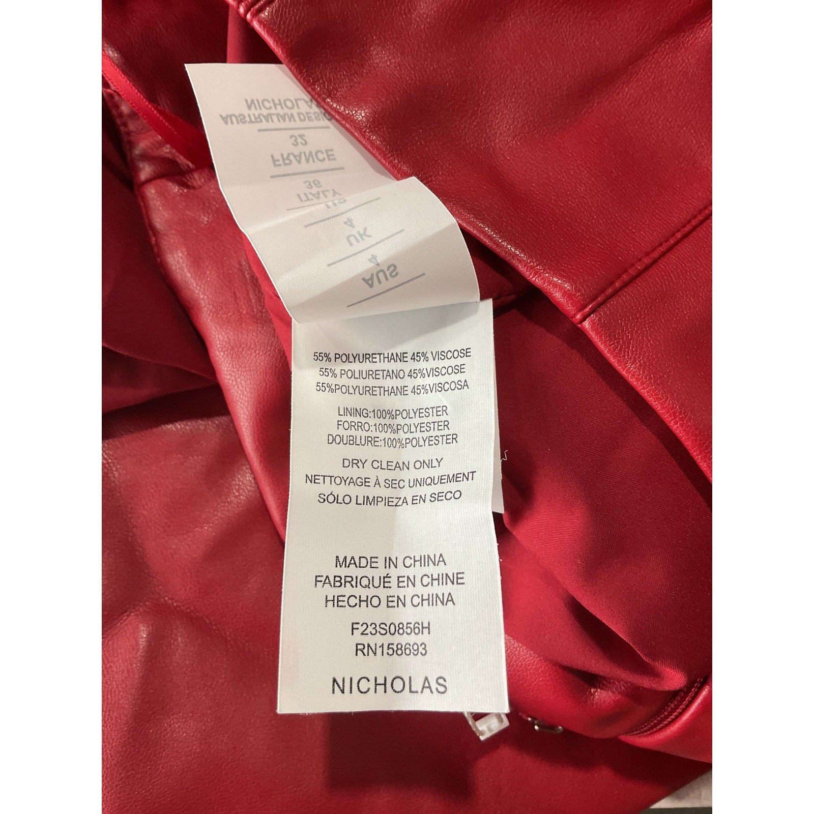 Nicholas 'Enid' Red Polyurethane Maxi Skirt Size 0