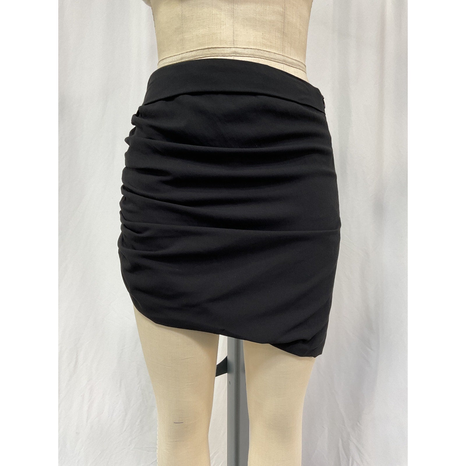The Sei Gathered Asymmetric Black Viscose Mini Skirt Size 6 - NWT