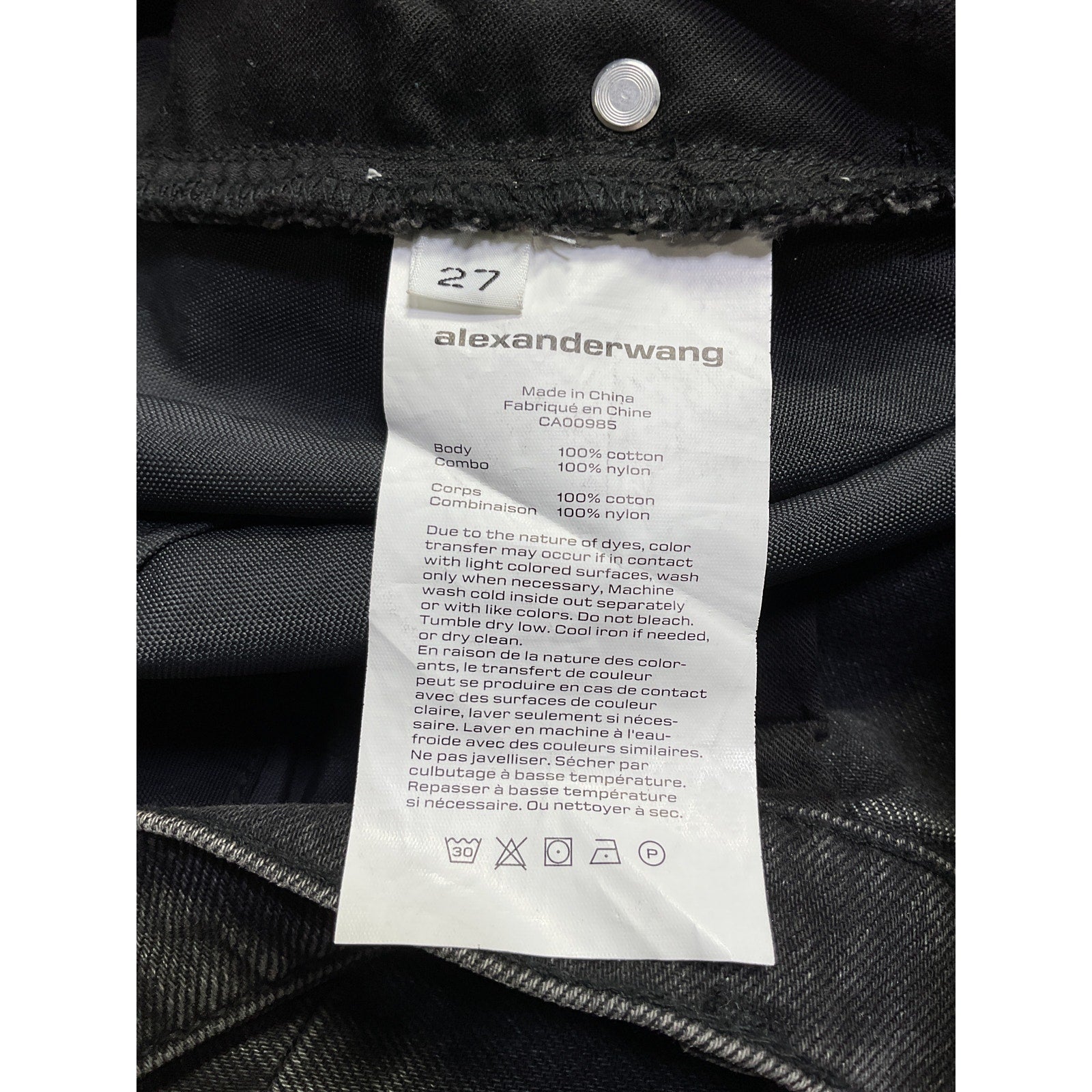 Alexander Wang Pack Mix Black Cotton Hybrid Jeans Size 27