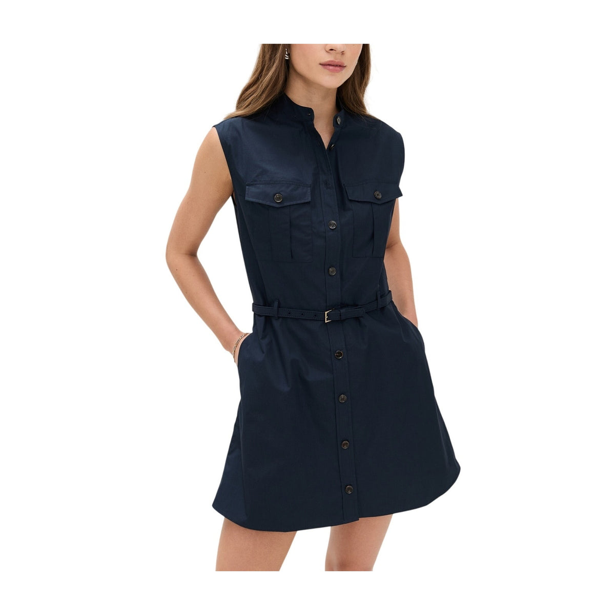 Frame Sleek Blue Safari Mini Dress Size S