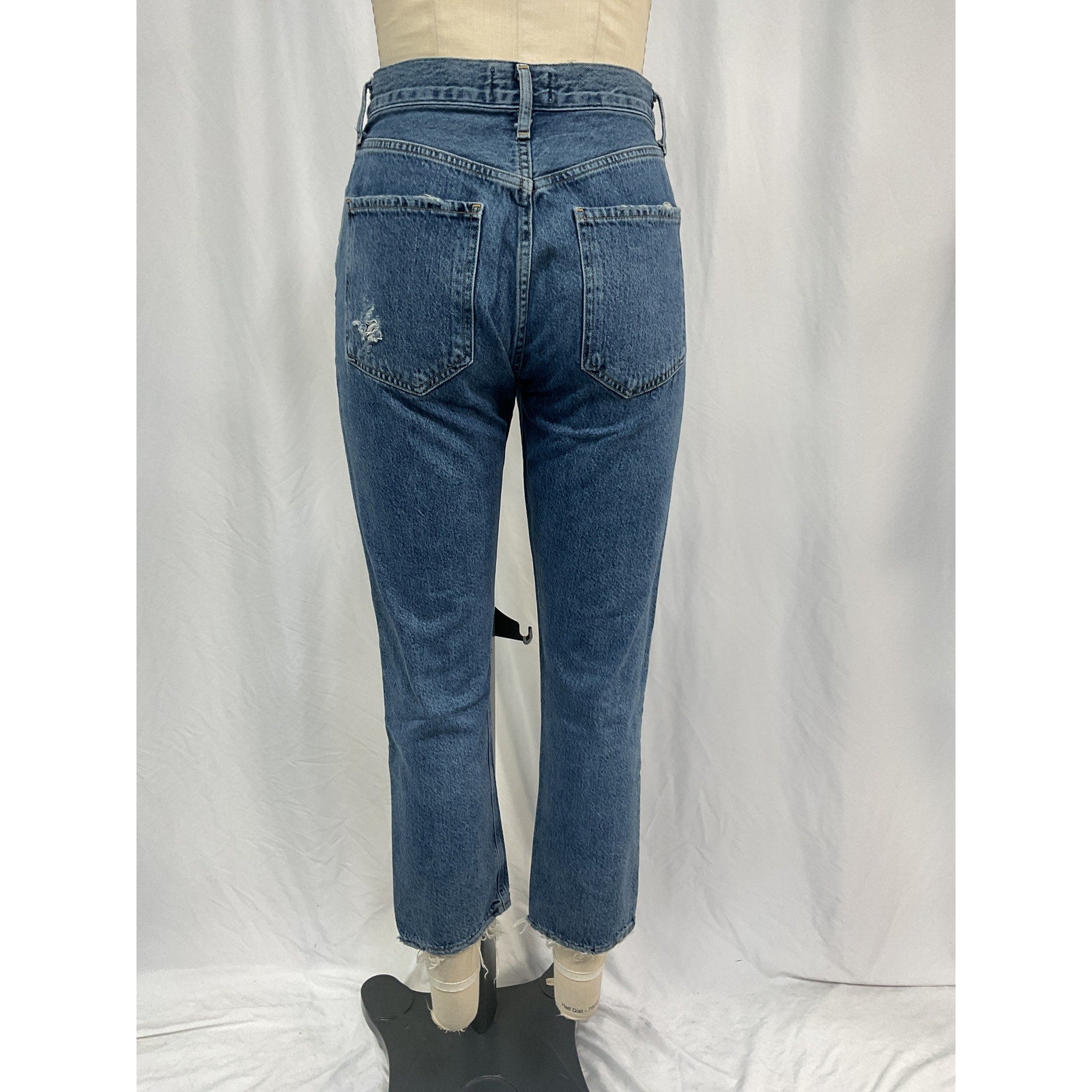 Agolde 'Riley' Blue Cotton Straight Cropped Jeans Size 26