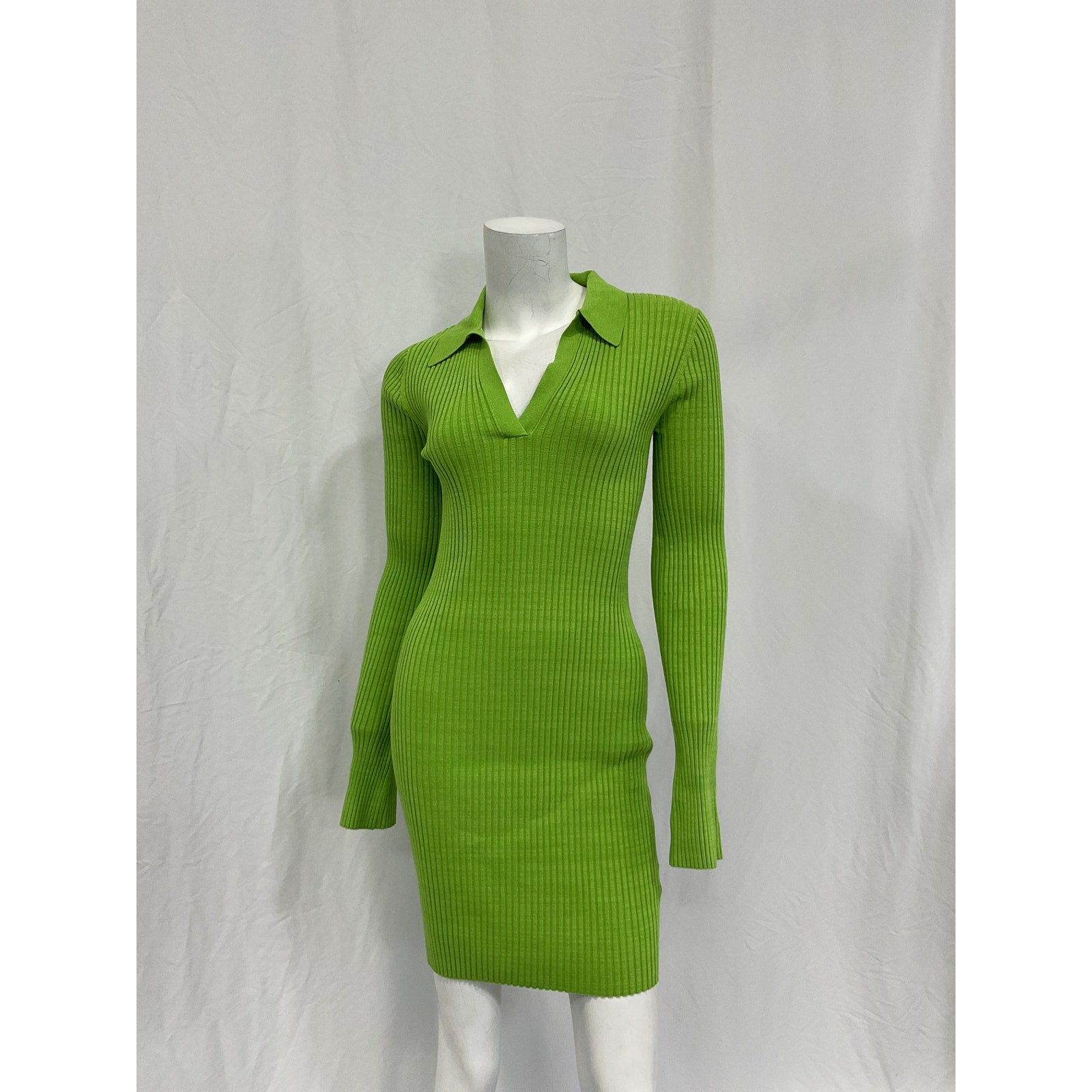 Helmut Lang 'Marl' Green Viscose Mini Dress Size S