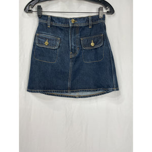 Reformation 'Elia' Blue Cotton Patch Pocket Denim Mini Skirt Size 23