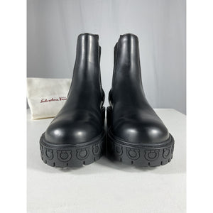 Ferragamo 'Varsi' Black Leather Chelsea Lug Bootie Size 6.5