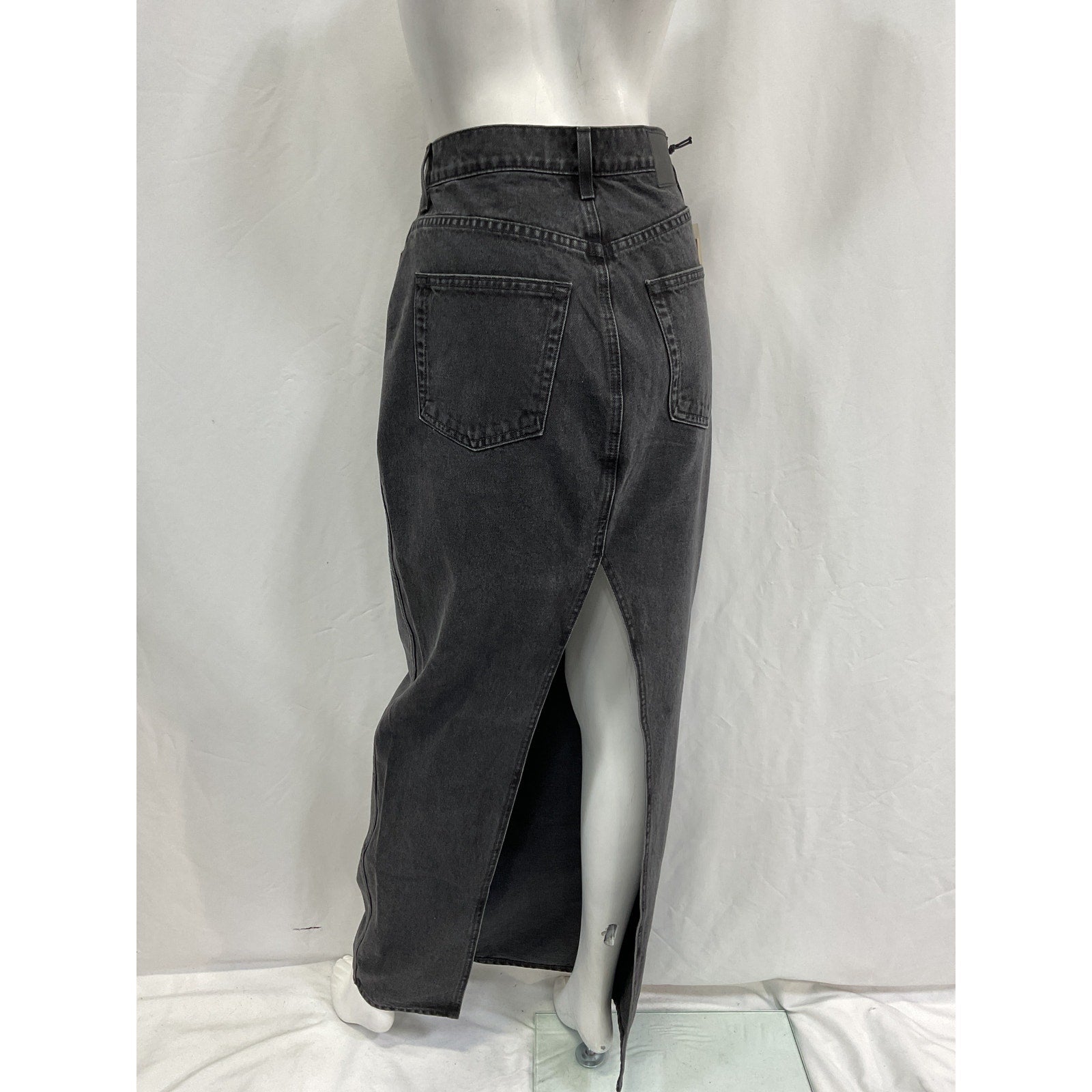 Grlfrnd 'Amara' Black Cotton Maxi Pencil Skirt With Back Slit Size 27 - NWT