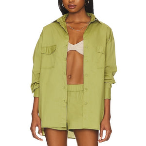 Faithfull The Brand Relaxed Green Tyde Shirt Size US 4 NWT