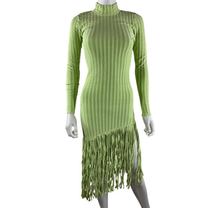 Ronny Kobo Fringed Light Green Adkins Dress Size S