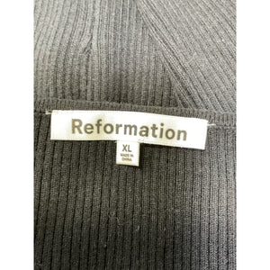 Reformation 'Marcel' Black Cotton Ribbed Mini Dress Size XL