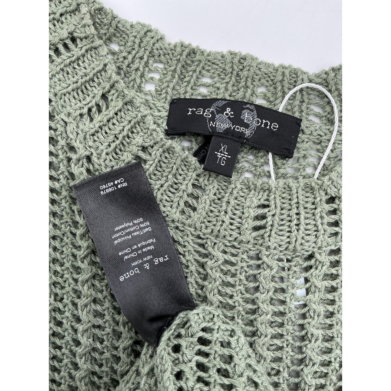 Rag & Bone 'Riley' Green Cotton Semisheer Knit Tank Top Size XL