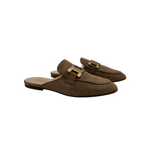 Tod's Embellished Tan Suede Slippers Size 8.5