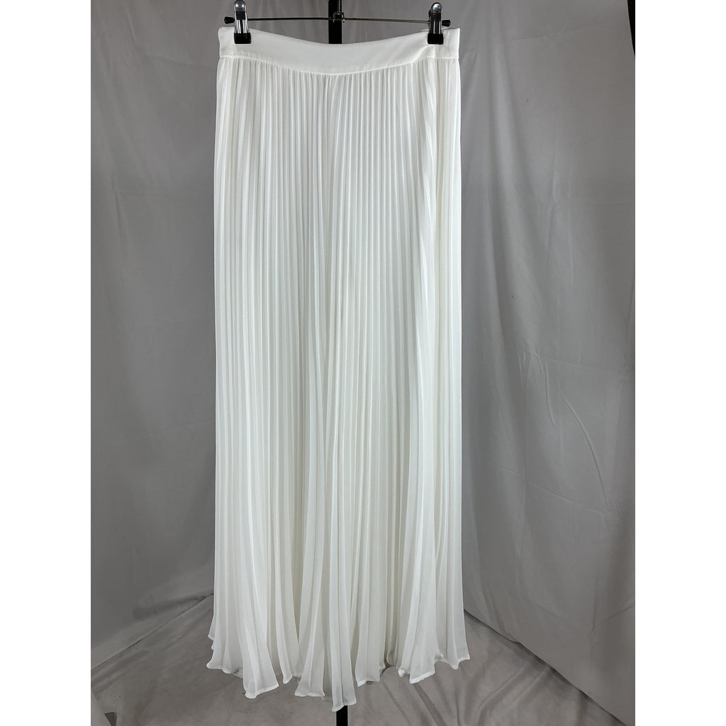 Badgley Mischka 'Accordion' White Polyester Pleat Dramatic Leg Pants Size 4 - NWT