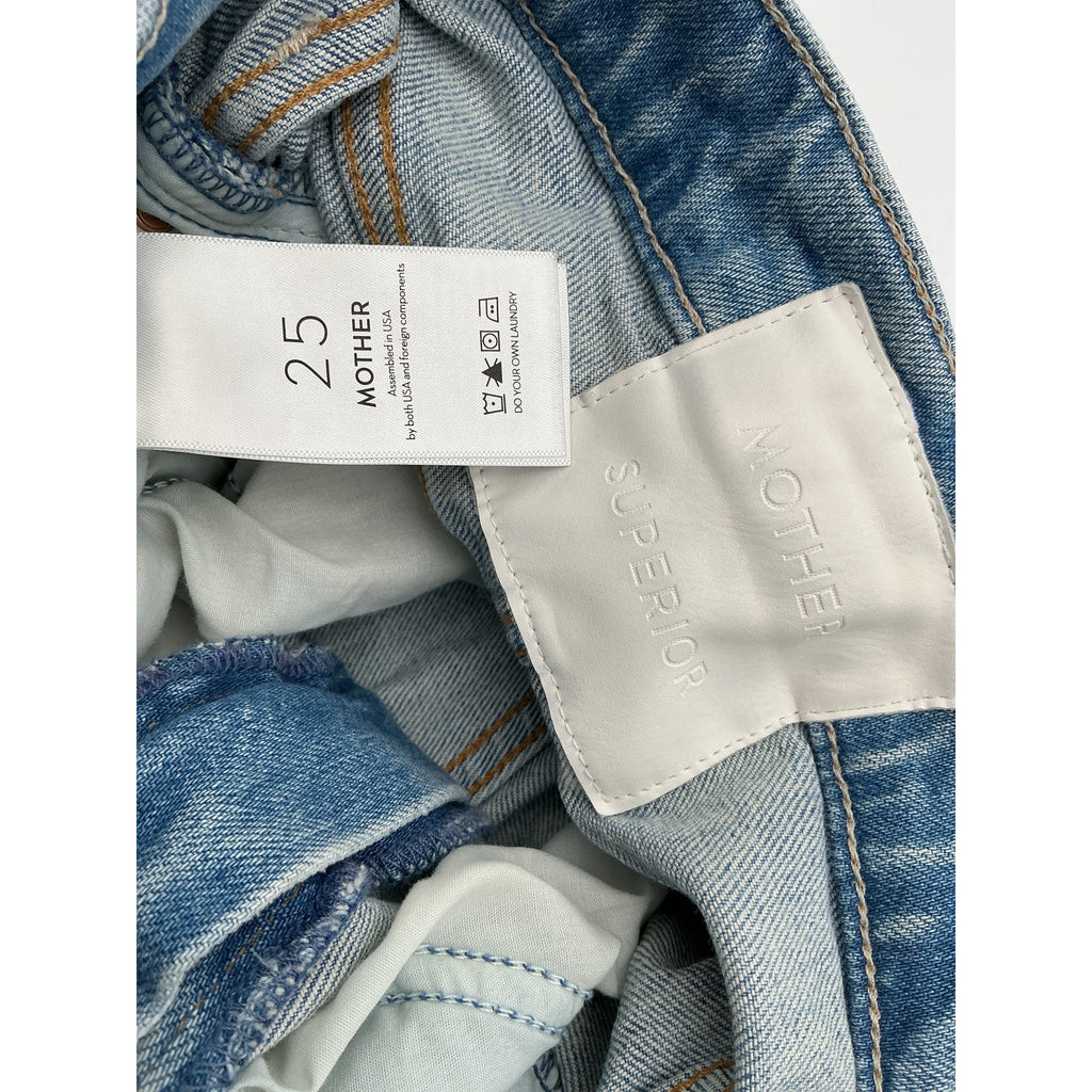 Mother High Waisted Blue Cotton Rider Skimp Size 25