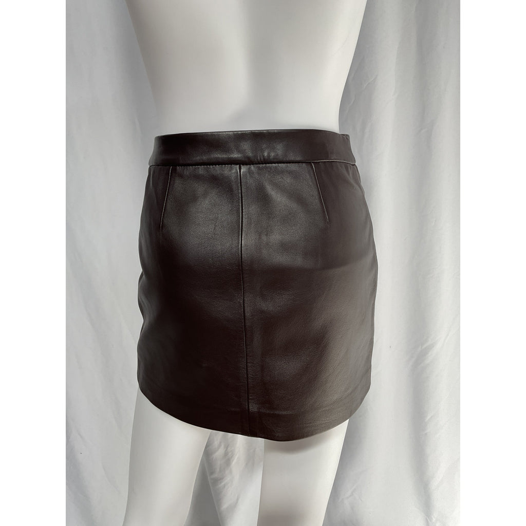 Frame Leather Mini Brown Skirt Size XXS