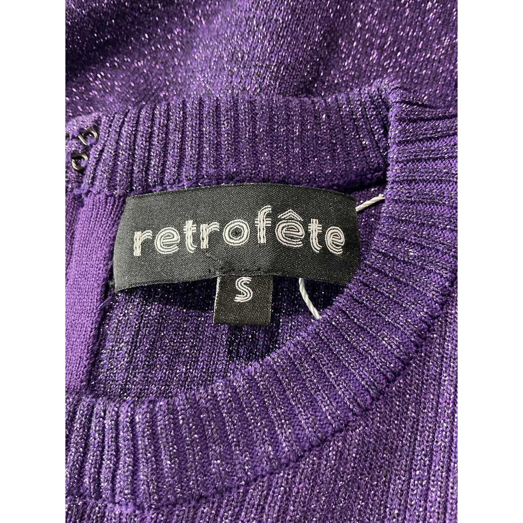 Retrofete 'Sonja' Purple Long Sleeve Body-Con Minidress Size S