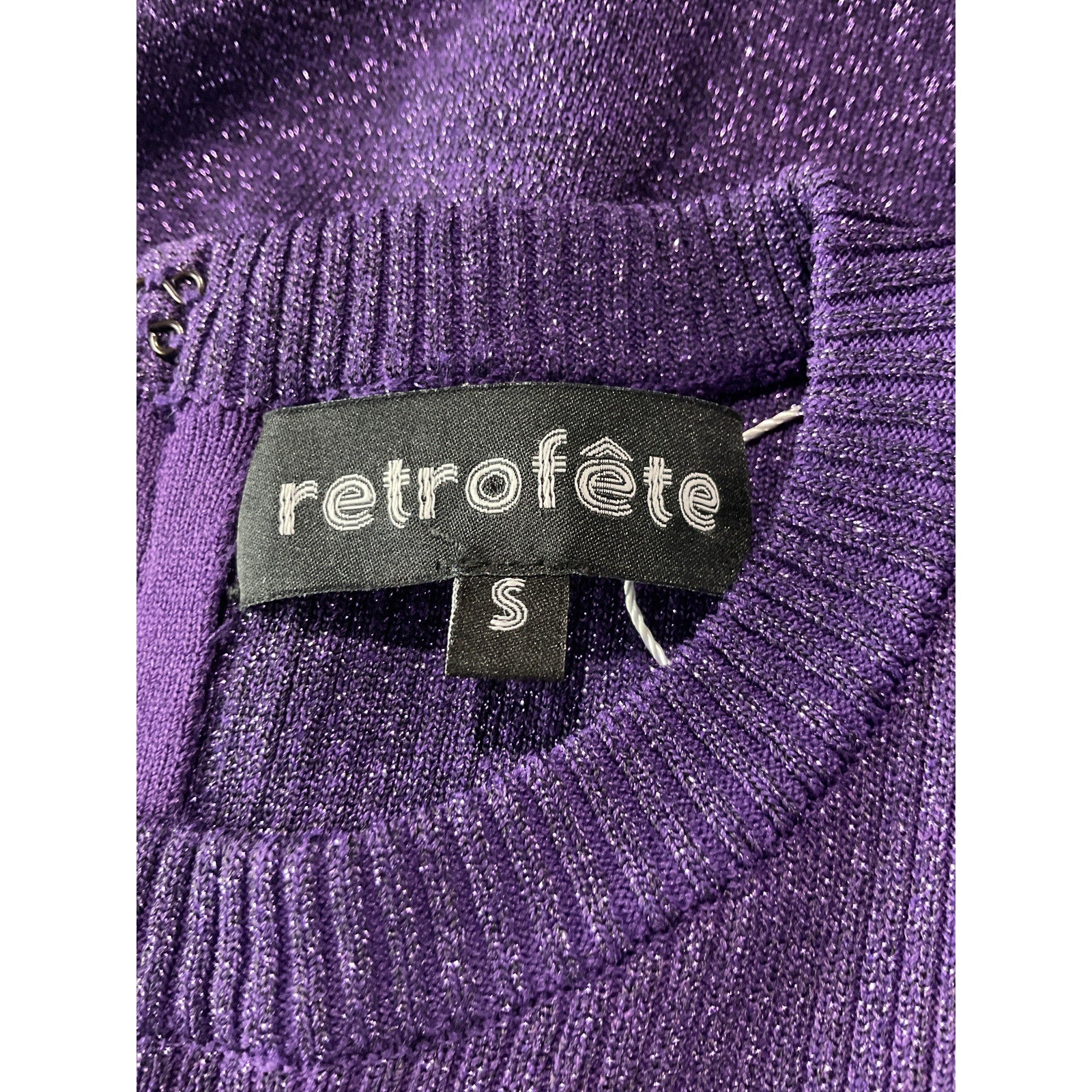 Retrofete 'Sonja' Purple Long Sleeve Body-Con Minidress Size S