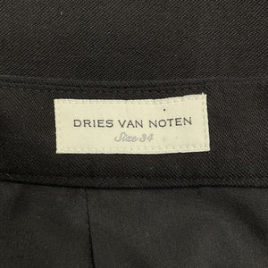 Dries Van Noten Draped Black Twill Midi Skirt Size FR 34 / US 2