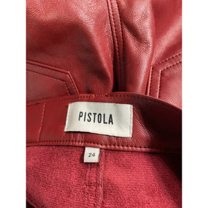 Pistola 'Cassie' Red Fax Leather Super High Rise Straight Pant Size 24