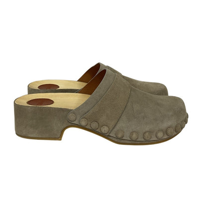 Chloé Suede Dark Greige Joy Clogs Size 39 EU / US 9 NWT