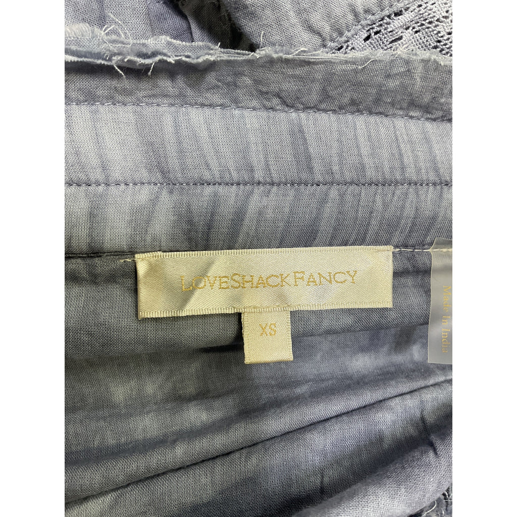 Loveshackfancy 'Ruffle' Blue Cotton Mini Skirt Size XS
