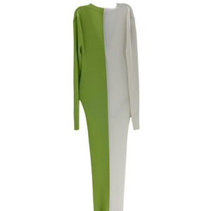 Staud Ribbed Multicolor Two Tone Button Front Maxi Dress Size L
