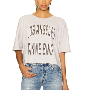 Anine Bing Cropped Heather Grey Johnny T-Shirt Size XS