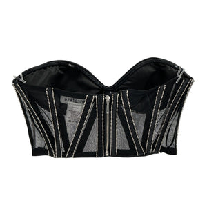 Retrofête Embellished Black Lex Bustier Top Size M