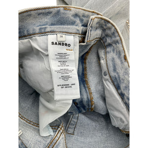 Sandro Embellished Blue Rhinestone Wave Denim Jeans Size 38 EU / US 6