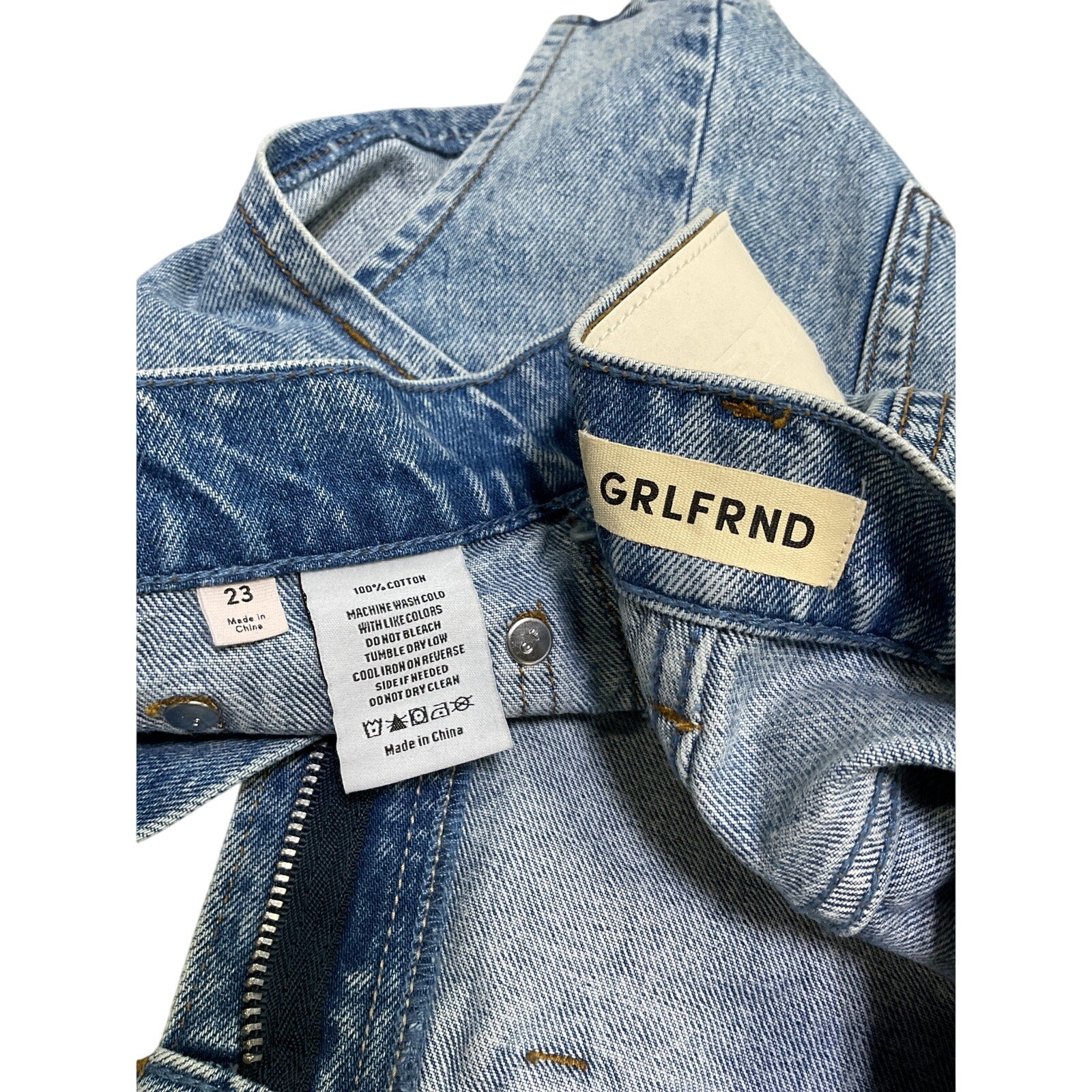 Grlfrnd 'Jasmine' Blue Cotton Mini Skirt Size 23