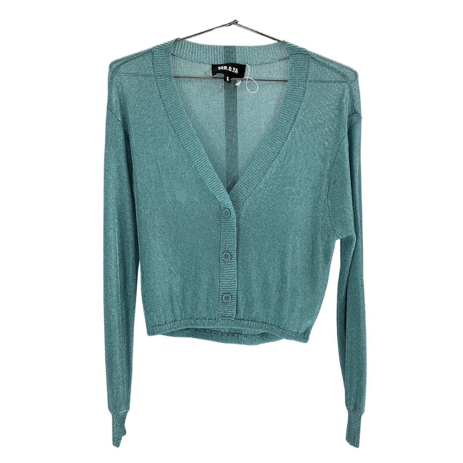 Ser.O.Ya 'Moni' Blue Viscose Metallic Cardigan Top Size S