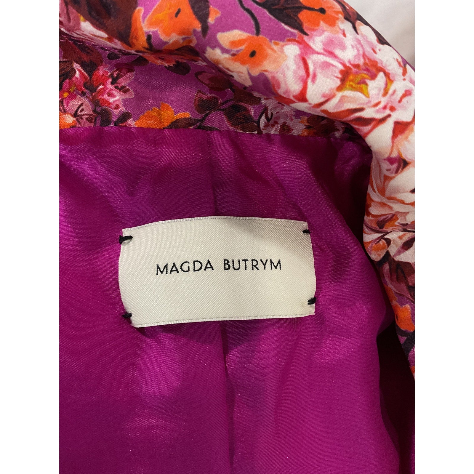 Magda Butrym FloralPrint Pink Silk Mini Shirt Dress Size 36