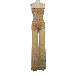 Retrofête Embellished Silver And Nude Axel Jumpsuit Size XS