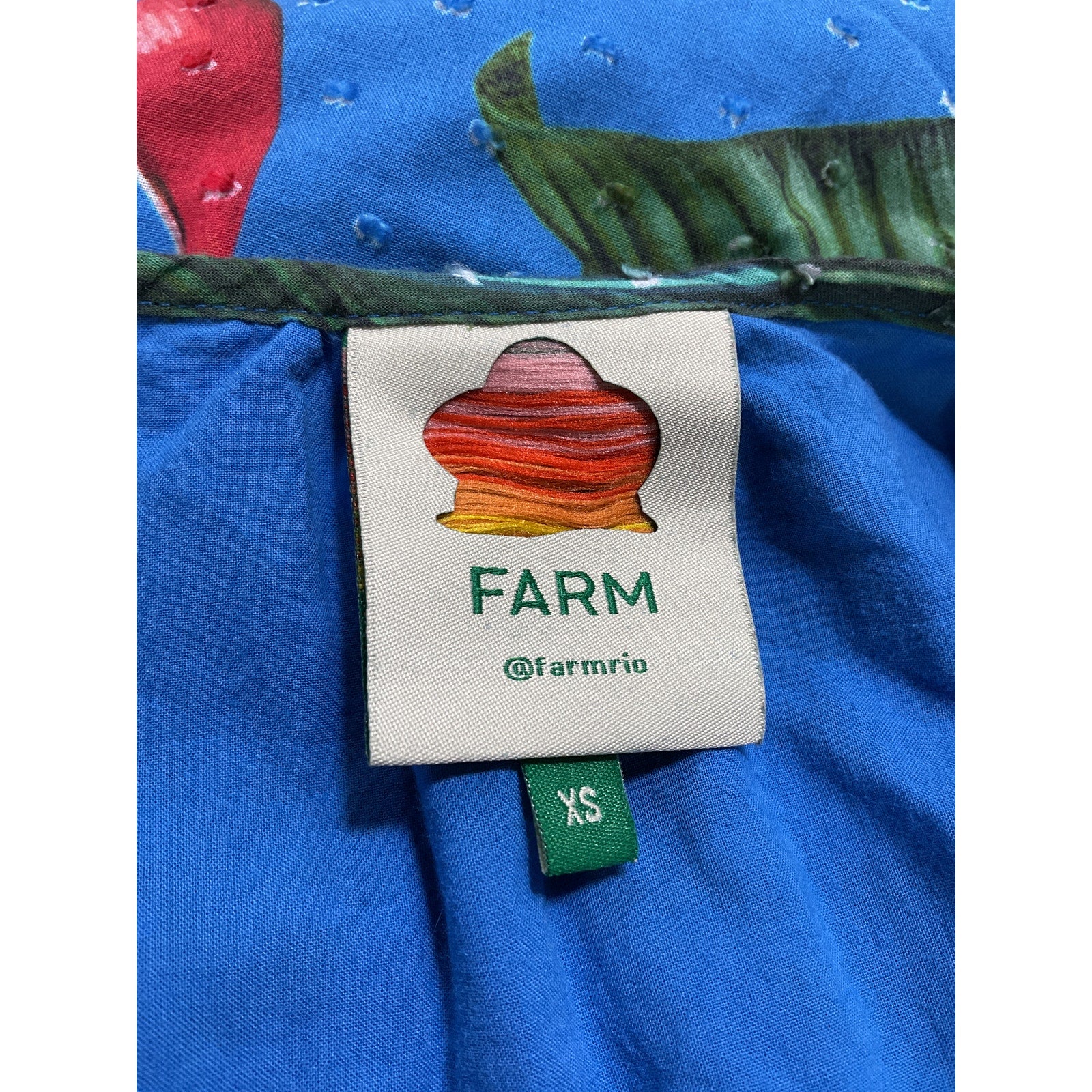 Farm Rio 'Dream Garden' Blue Mini A Line Dress Size XS