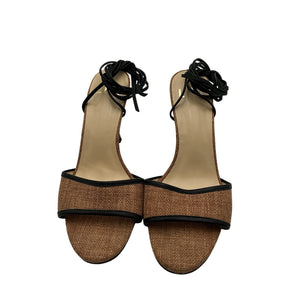 Lpa 'Amara' Beige Raffia And Leather Heel Size 7.5