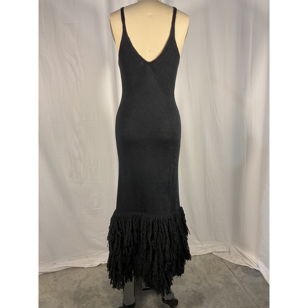 Joostricot 'Fringed' Black Jersey Midi Dress Size S