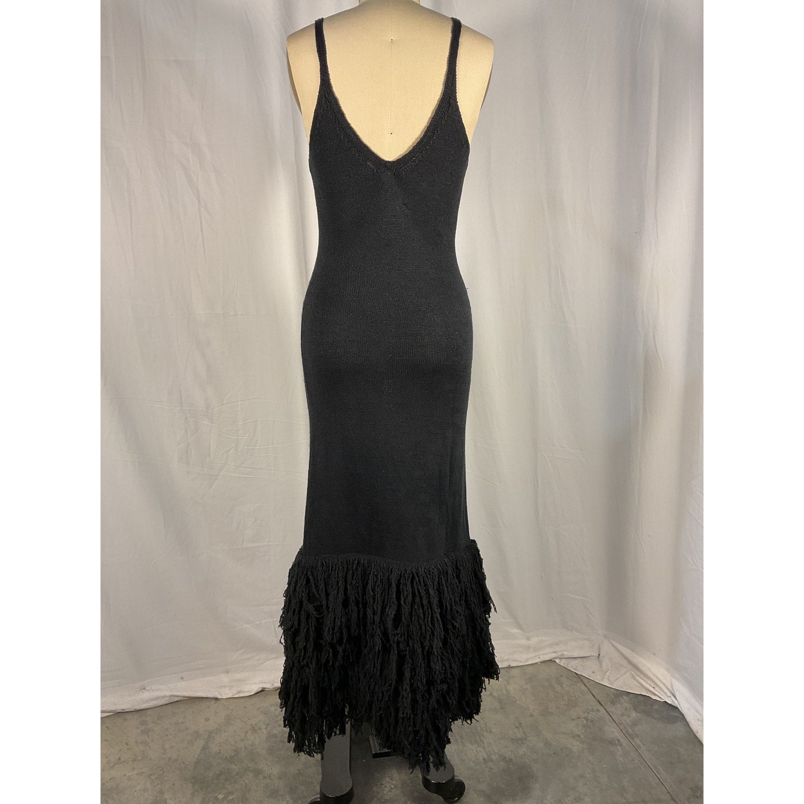 Joostricot 'Fringed' Black Jersey Midi Dress Size S