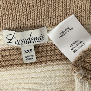 L'Academie Striped Beige Drea Polo Sweater Size XXS