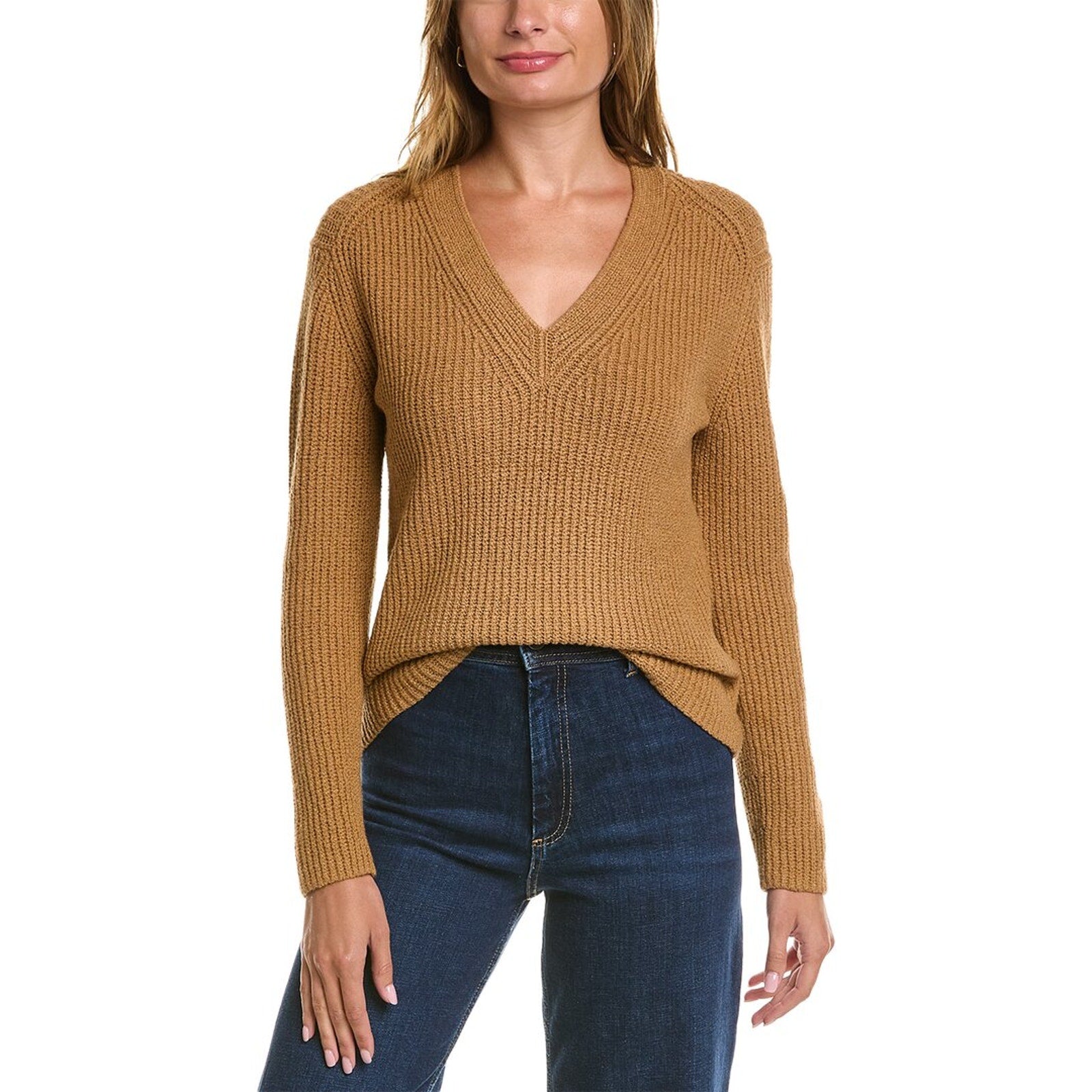 Vince Shaker Brown Cotton Rib Sweater Size S