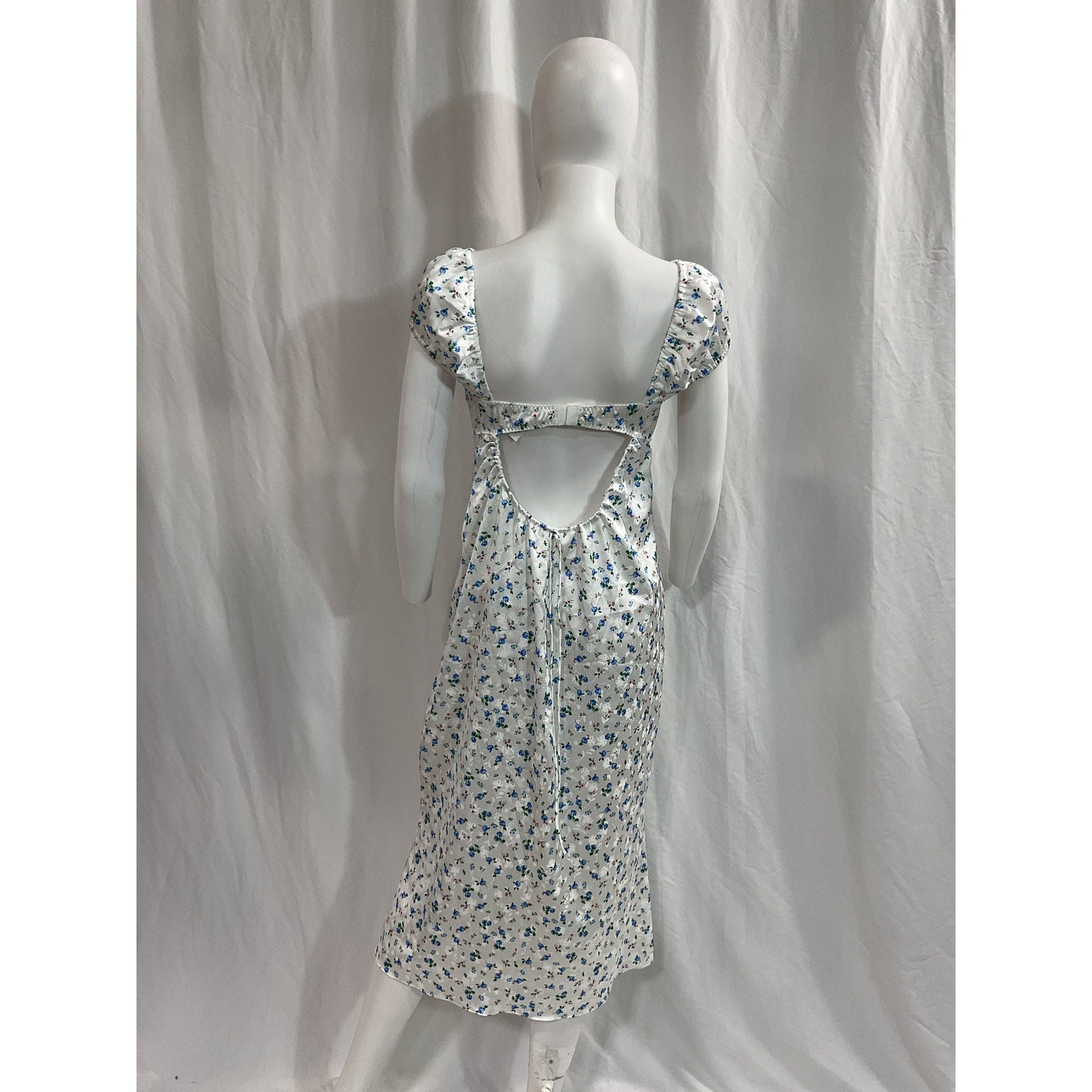 For Love & Lemons 'Paloma' Blue Midi Slip Dress Size M