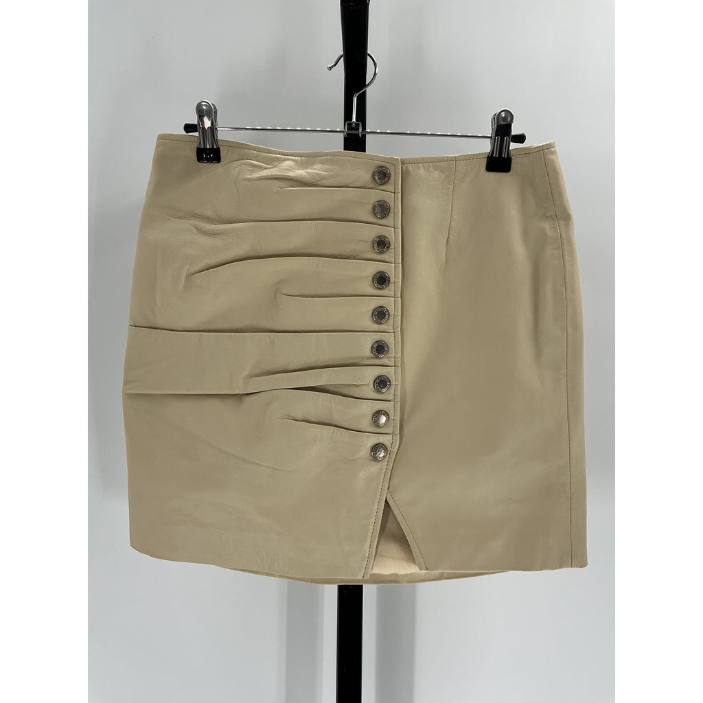 Retrofete Leather 'Willa' Beige Leather Skirt Size M