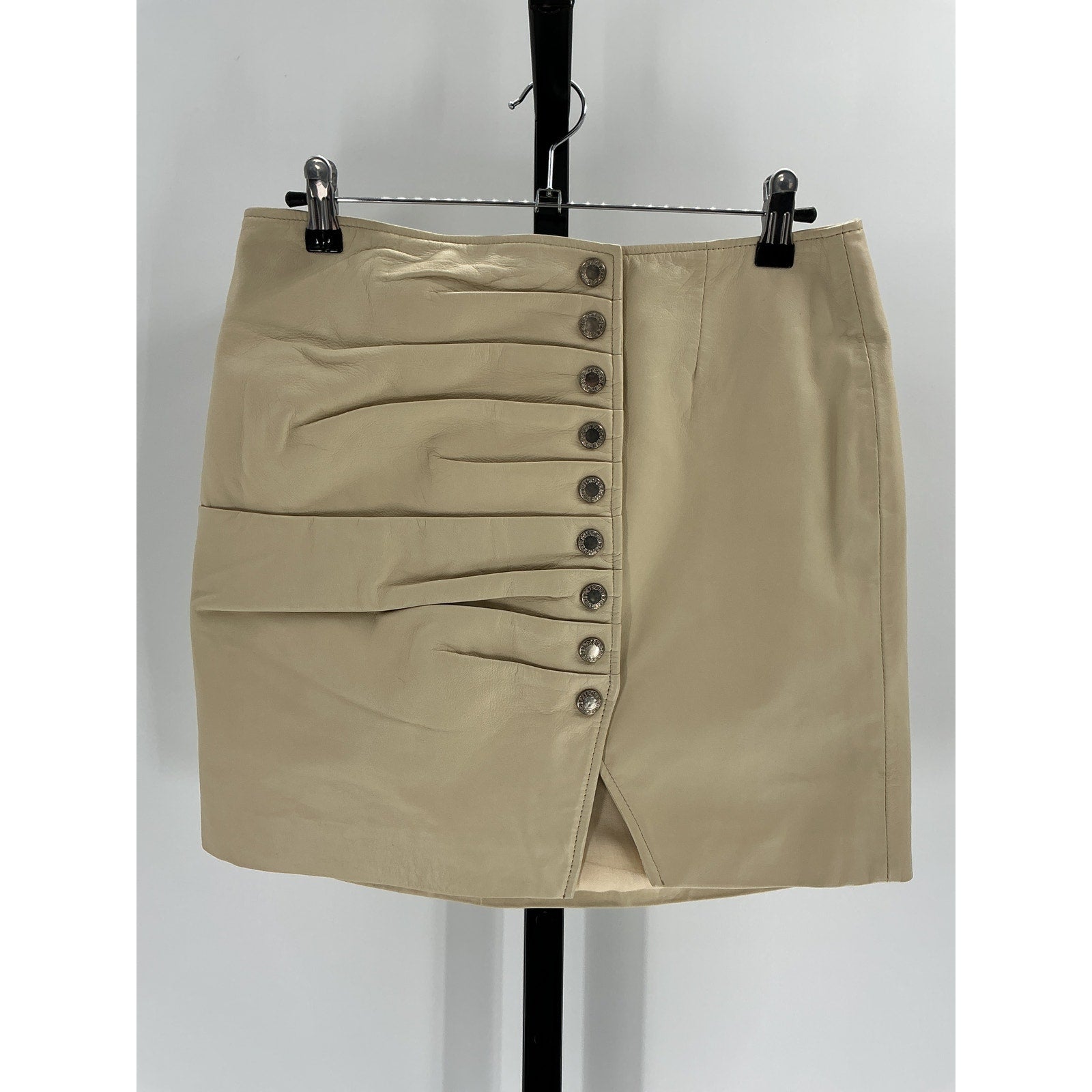 Retrofete Leather 'Willa' Beige Leather Skirt Size M