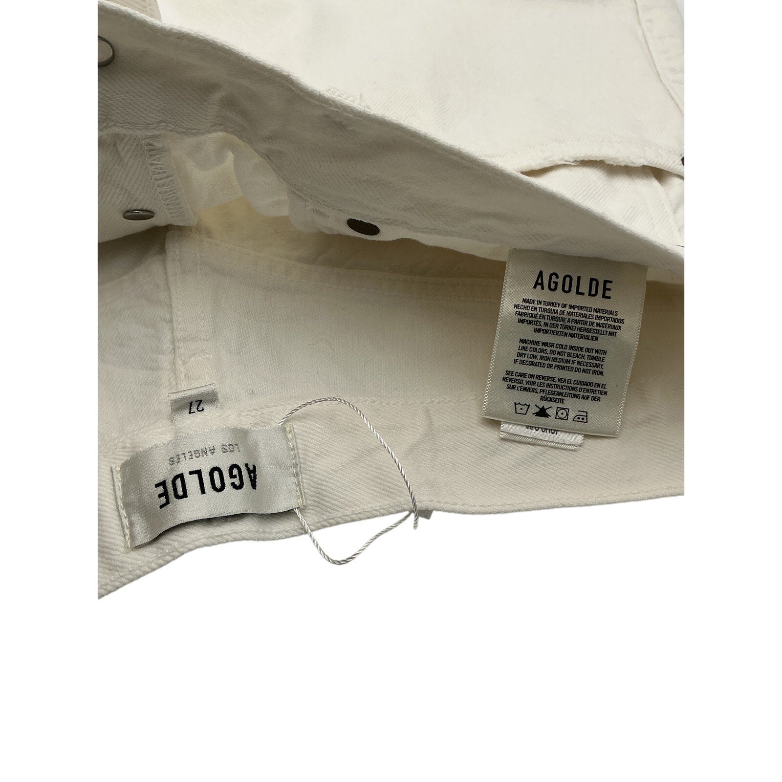 Agolde Parker White Crop Straight Leg Organic Cotton Denim Jean Size 27