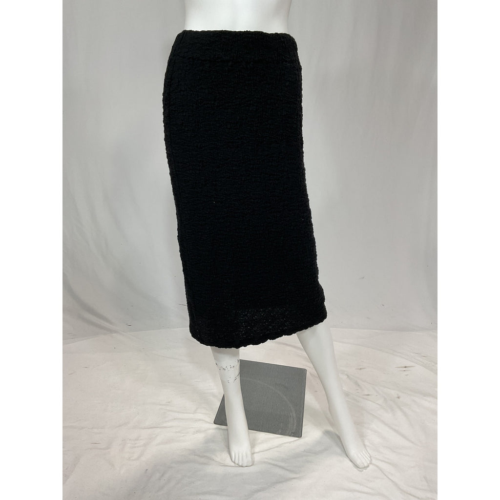 Vince 'Popcorn' Black Stretch Cotton Midi Skirt Size XS