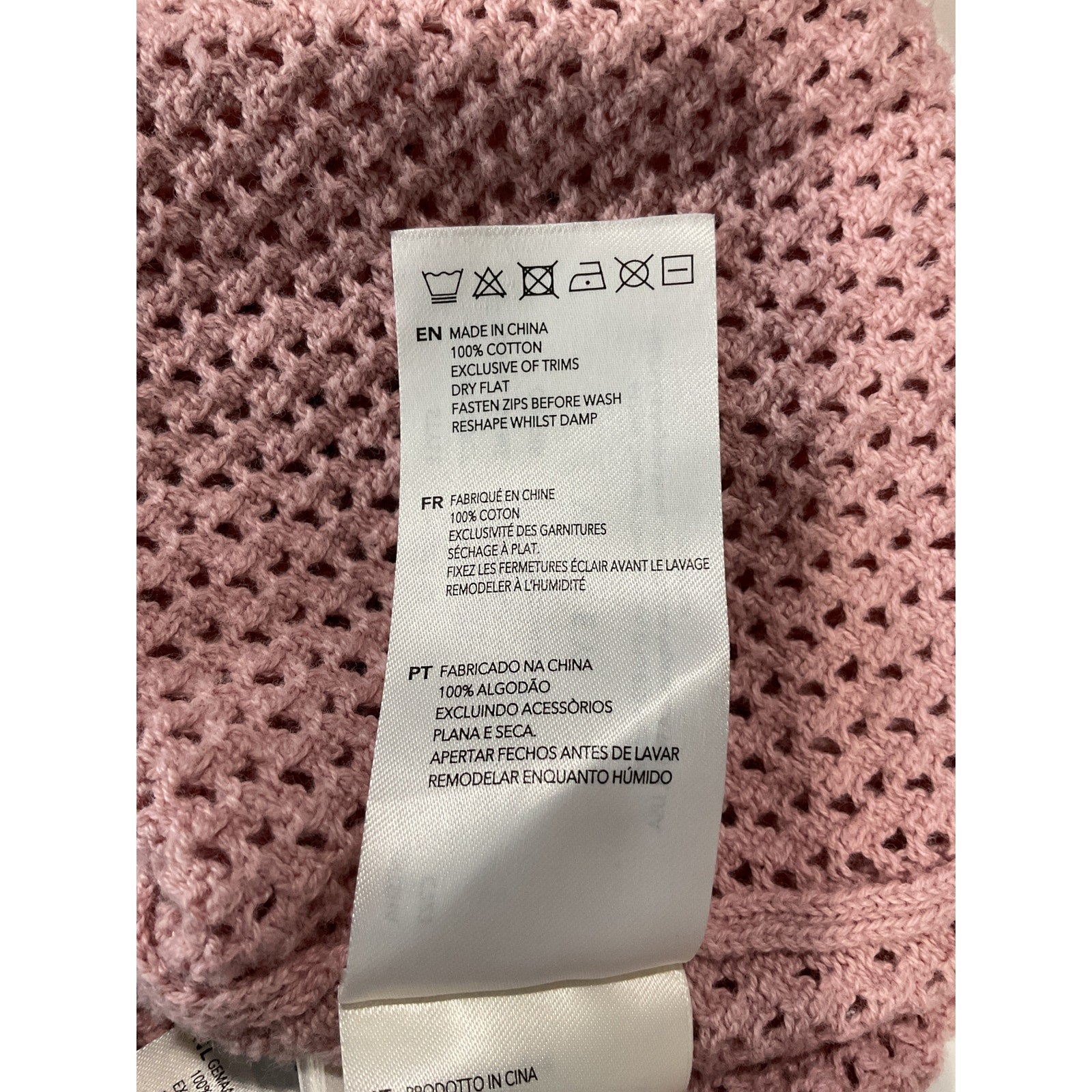 Varley 'Calva' Pink Cotton Knit Half Zip Sweater Size S