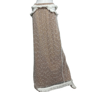 Michael Costello Fringed White Noomi Maxi Skirt Size L