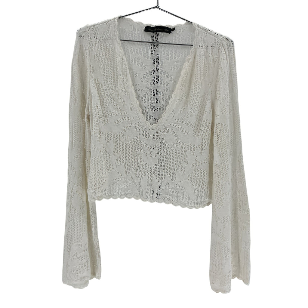 House Of Harlow 1960 x Revolve 'Kameli' White Cotton Pointelle Cropped Sweater Size S