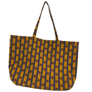 Sézane Printed Yellow Floral Stripe Tote Bag
