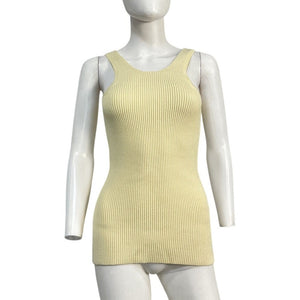 Toteme Ribbed Beige Scoop Neck Tank Top Size M