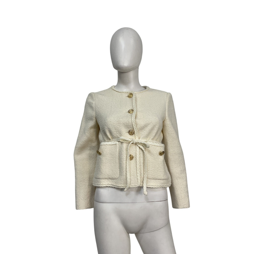 Maje 'Belted' Cream Cotton Jacket Size 36