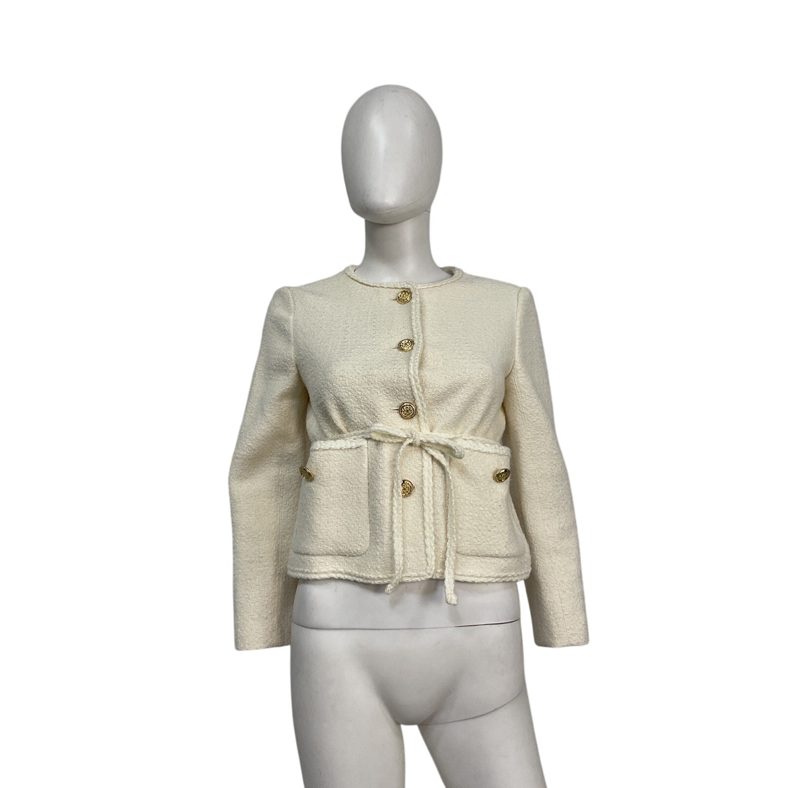 Maje 'Belted' Cream Cotton Jacket Size 36